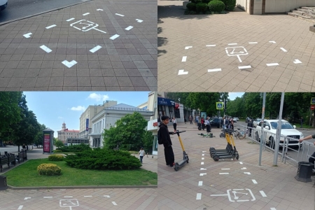 Разметка для парковки самокатов появилась в центре Краснодара